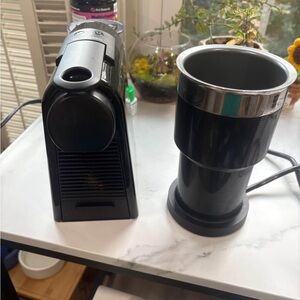 Black Coffee Machine with Milk Frother